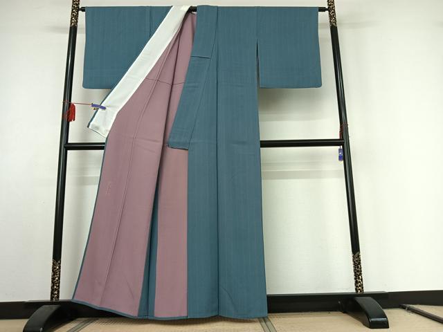 平和屋着物▽世界的人形師 辻村寿三郎 ジュサブロー 小紋 単衣 縞 正絹 逸品 AABE8344jh