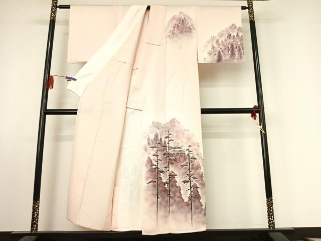 平和屋着物▽訪問着 単衣 風景文 暈し染め 正絹 逸品 AABE8348jh
