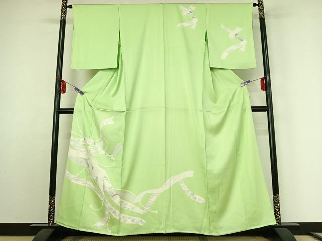 平和屋着物▽訪問着 単衣 熨斗花文 正絹 逸品 AABE8350jh