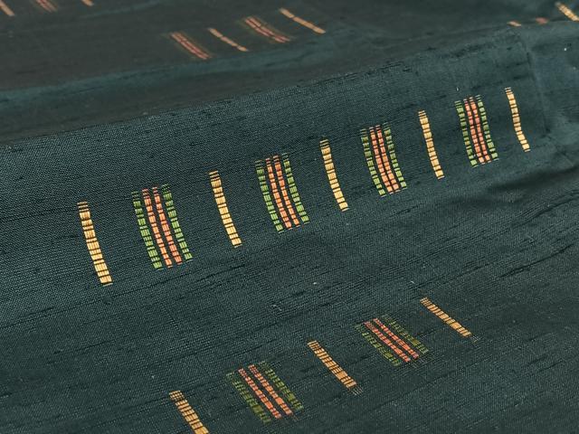 平和屋着物▽上質な紬 単衣 横段文 正絹 逸品 AABE8358jh
