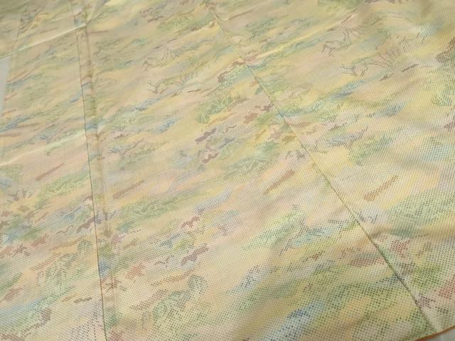 平和屋着物●本場大島紬 白大島 一元絣 風景草花文 正絹 逸品 未使用 AABE8530cs