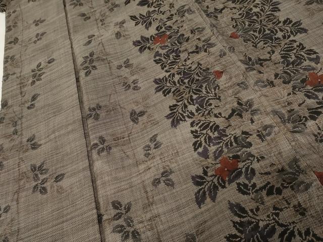 平和屋着物●本場大島紬 カタス9マルキ 泥染め 草花間道 正絹 逸品 AABE8540cs