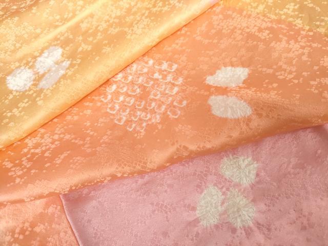 平和屋着物●振袖用長襦袢 無双仕立て 絞り 草花文 半衿刺繍 正絹 逸品 未使用 AABE8561cs