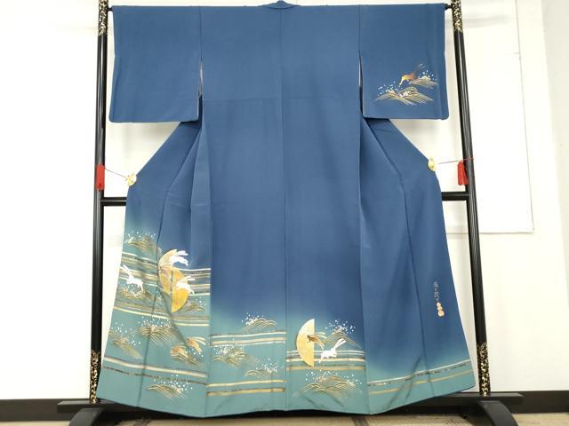 平和屋着物○螺鈿作家 藤本隆士 訪問着 立波に飛び兎 暈し