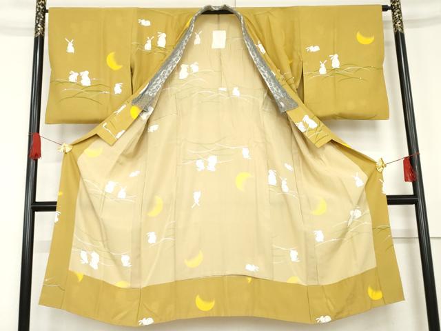 平和屋着物●長襦袢 無双仕立て 月とうさぎ 正絹 逸品 AABE8607cs