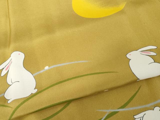 平和屋着物●長襦袢 無双仕立て 月とうさぎ 正絹 逸品 AABE8607cs