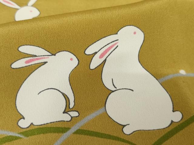 平和屋着物●長襦袢 無双仕立て 月とうさぎ 正絹 逸品 AABE8607cs
