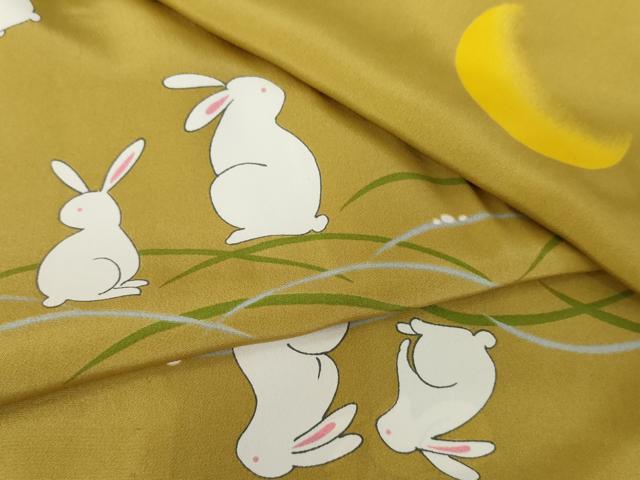 平和屋着物●長襦袢 無双仕立て 月とうさぎ 正絹 逸品 AABE8607cs