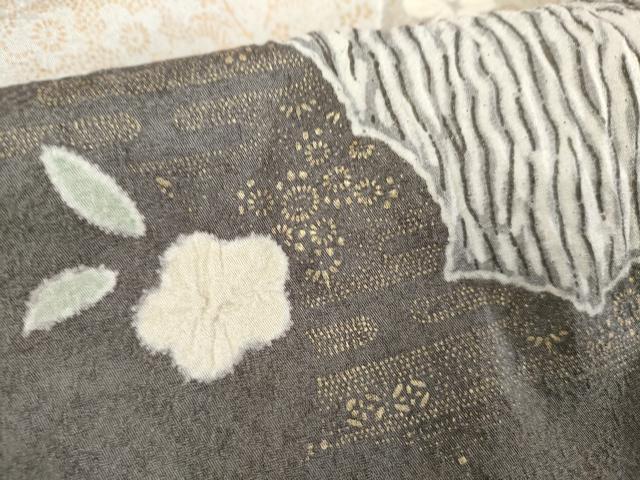 平和屋着物●訪問着 杢目絞り 雪輪花文 金彩 正絹 逸品 AABE8639cs