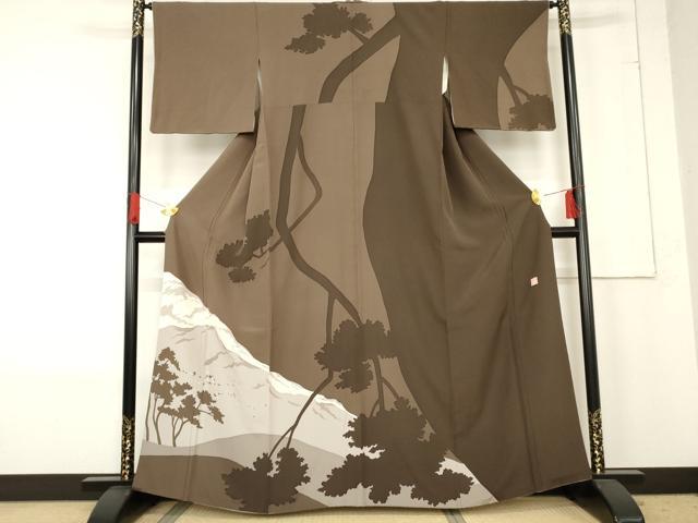平和屋着物●訪問着　作家物　美津子　樹林シルエット　正絹　逸品　AABE8661cs 平和屋着物○訪問着 作家物 美津子 樹林シルエット 正絹 逸品 AABE8661cs