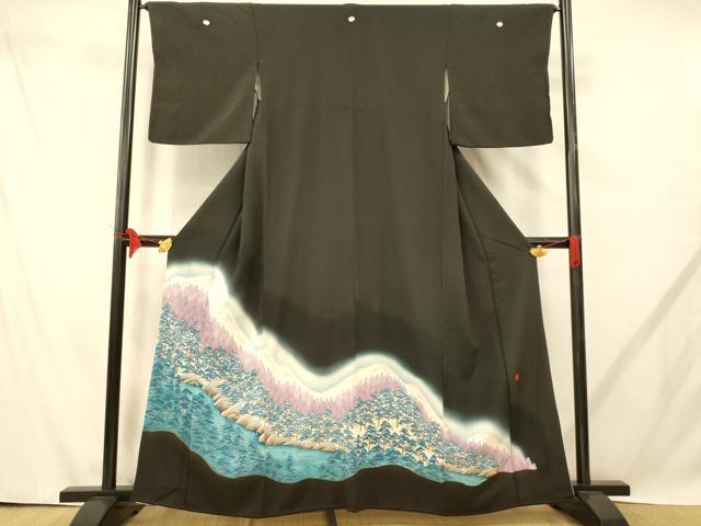 平和屋着物■豪華黒留袖 作家物 風景文 暈し染め 正絹 逸品 AABE8686fw