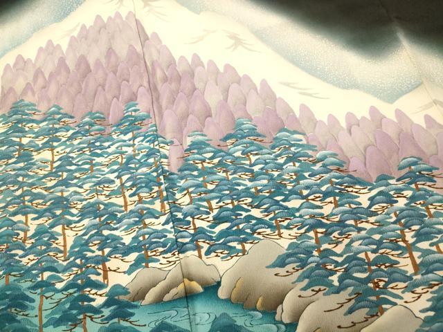 平和屋着物■豪華黒留袖 作家物 風景文 暈し染め 正絹 逸品 AABE8686fw