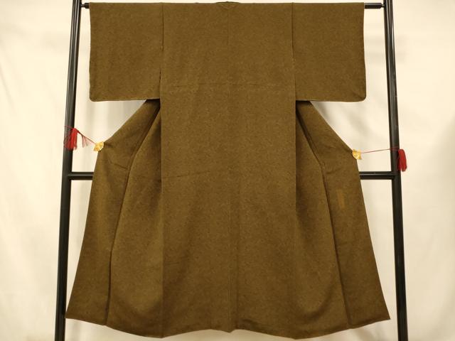 平和屋着物■人間国宝・南部芳松の息子 伝統工芸伝承者彫刻・南部幸雄 型染 小紋 草花丸文 鬼しぼ縮緬 正絹 逸品 AABE8836fw