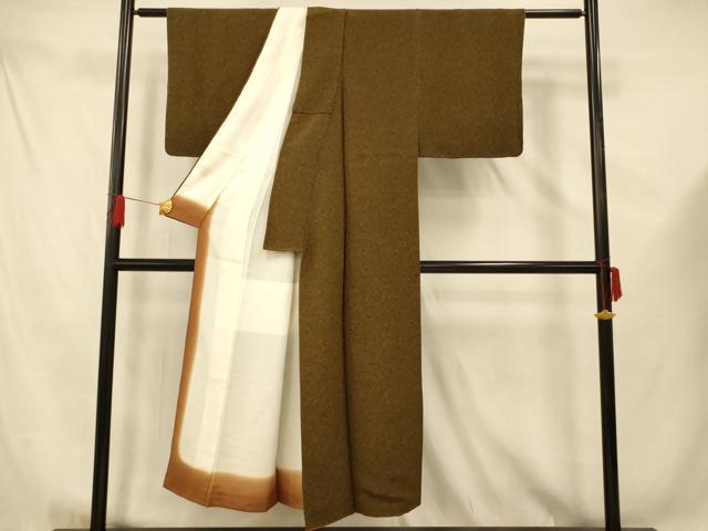平和屋着物■人間国宝・南部芳松の息子 伝統工芸伝承者彫刻・南部幸雄 型染 小紋 草花丸文 鬼しぼ縮緬 正絹 逸品 AABE8836fw
