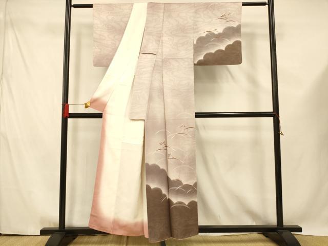 平和屋着物■訪問着 雲取り芝花文 暈し染め 正絹 逸品 AABE8837fw