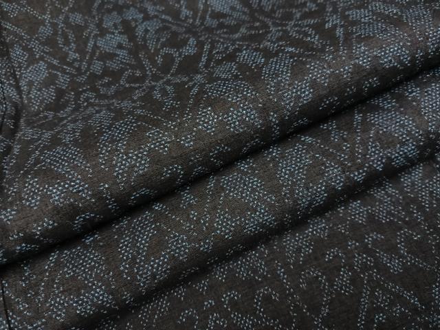 平和屋着物●本場結城紬 重要無形文化財 草花文 正絹 逸品 AABE8906ph