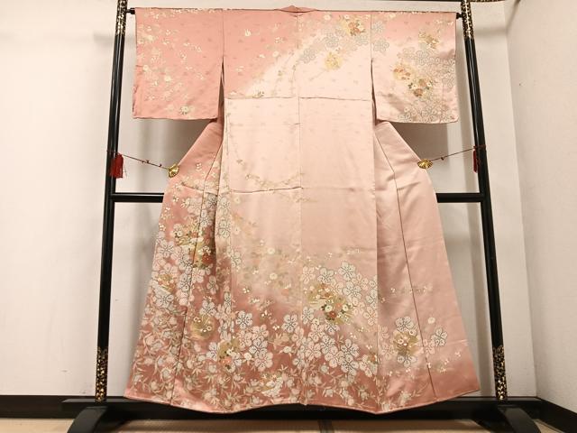 平和屋着物●訪問着 友禅 雪輪草花文 暈し染め 金彩 正絹 逸品 AABE8918ph