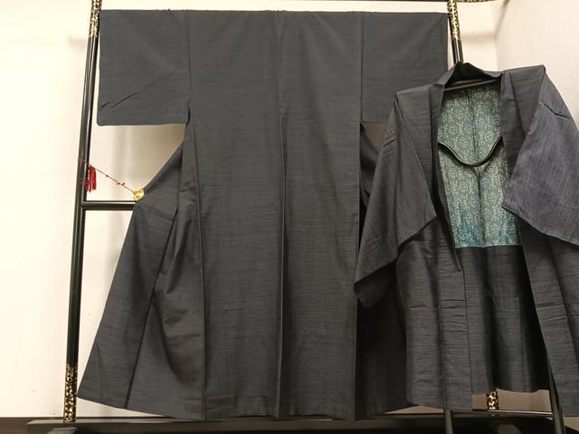 平和屋着物○男性 結城紬 アンサンブル 正絹 逸品 AABE8931ph