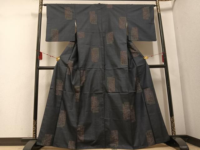 平和屋着物●本場大島紬 一元7マルキ 色紙草花文 正絹 逸品 AABE8954ph