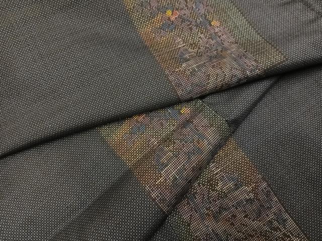 平和屋着物●本場大島紬 一元7マルキ 色紙草花文 正絹 逸品 AABE8954ph