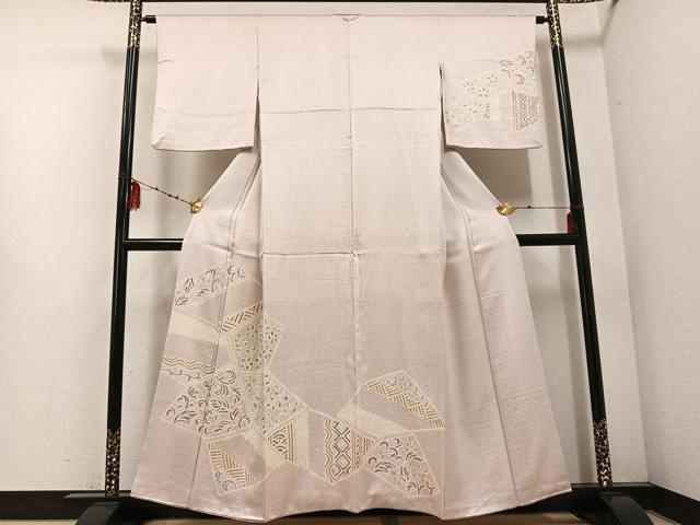 平和屋着物●訪問着 絞り 草木文 正絹 逸品 AABE8960ph