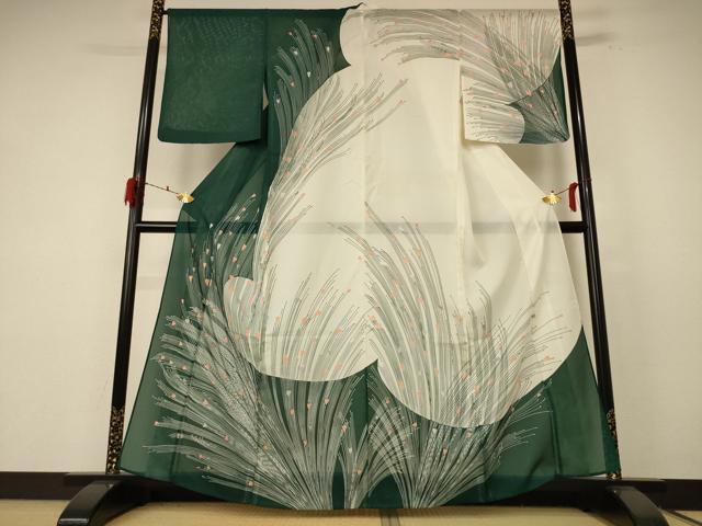 平和屋着物*夏物 訪問着 絽 枝葉文 洗える着物 AABE8966jd