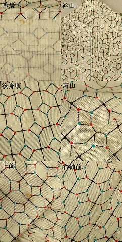 平和屋着物*夏物 小紋 絽 幾何学文様 洗える着物 AABE8967jd