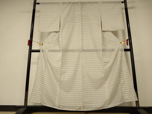 平和屋着物*夏物 小紋 絽 幾何学文様 洗える着物 AABE8967jd