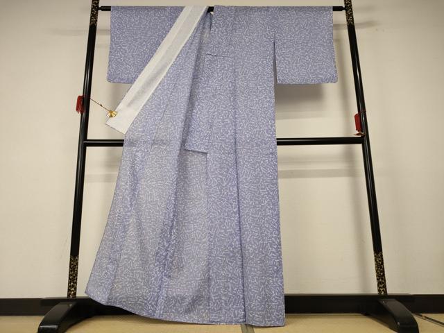 平和屋着物*夏物 小紋 絽 幾何学文様 洗える着物 AABE8977jd