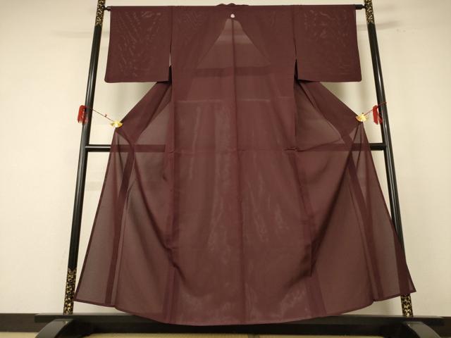 平和屋着物*夏物 色無地 絽 赤褐色 正絹 逸品 AABE8999jd