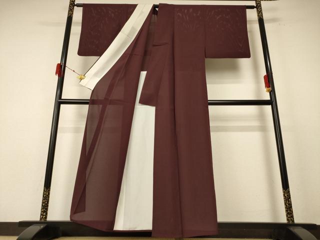平和屋着物*夏物 色無地 絽 赤褐色 正絹 逸品 AABE8999jd