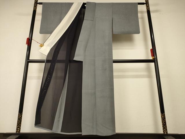 平和屋着物*夏物 小紋 絽 変わり縞 正絹 逸品 AABE9003jd