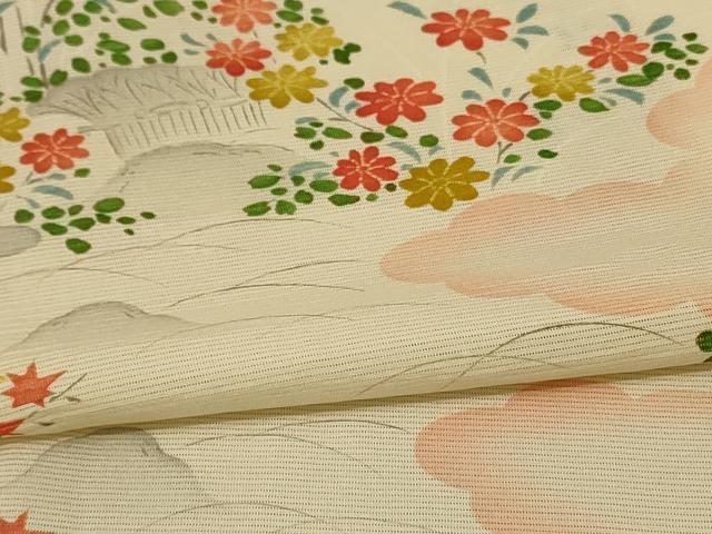 平和屋着物*夏物 小紋 絽 風景草花文 正絹 逸品 AABE9026jd