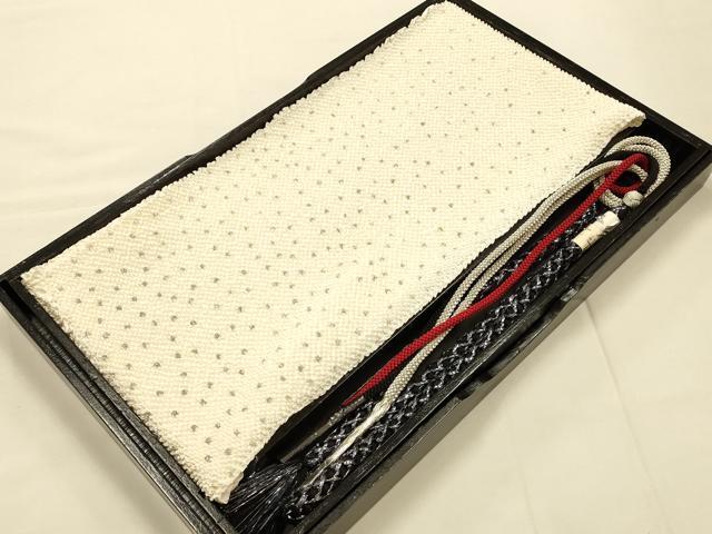 平和屋本店●和装小物 帯締め・帯揚げセット 振袖用 総絞り 小田巻 銀糸 正絹 逸品 未使用 AABE9075ay