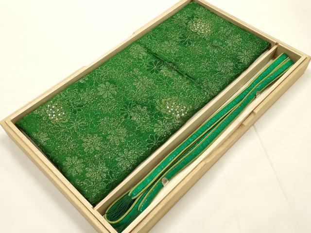 平和屋本店●和装小物 帯締め・帯揚げセット 花柄 菊 ラインストーン 金銀糸 撚り房 逸品 AABE9076ay
