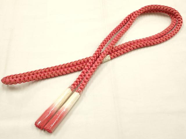 平和屋本店●和装小物 帯締め・帯揚げセット 振袖用 刺繍 花柄 金銀糸 金彩 撚り房 正絹 逸品 未使用 AABE9099ay