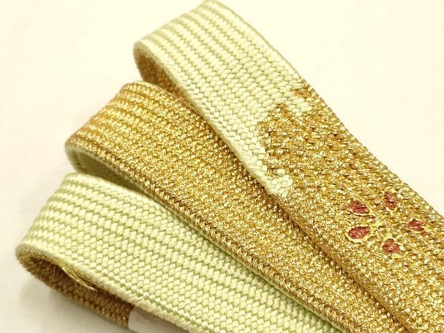 平和屋着物●和装小物 帯締め・帯揚げセット 高麗組 刺繍 花柄 暈し染め 金糸 逸品 未使用 AABE9104ay