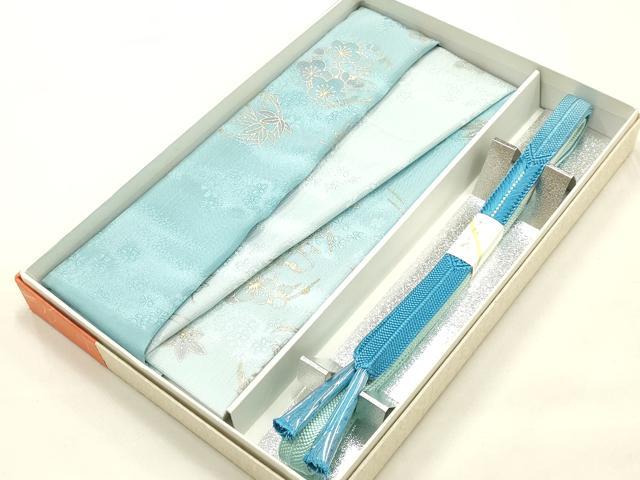 平和屋着物●和装小物　帯締め・帯揚げセット　平組　花丸文　暈し染め　金糸　金彩　光悦　正絹　逸品　未使用　AABE9107ay 平和屋着物○和装小物 帯締め・帯揚げセット 平組 花丸文 暈し染め