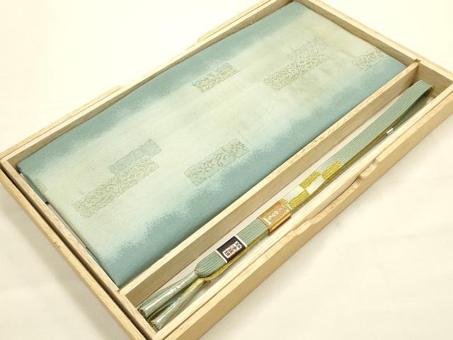 平和屋本店●和装小物 帯締め・帯揚げセット 高麗組 短冊花文 暈し染め 金糸 逸品 未使用品あり AABE9186ay