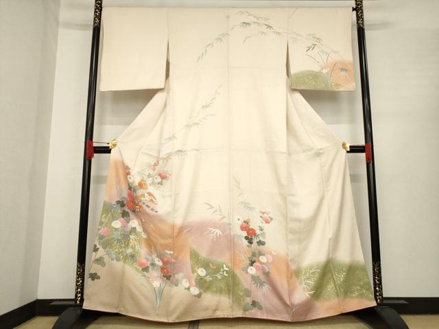 平和屋着物●訪問着　友禅　駒刺繍　花鼓文　暈し染め　金銀彩　正絹　逸品　AABE9203ck 平和屋着物○訪問着 友禅 駒刺繍 花鼓文 暈し染め 金銀彩