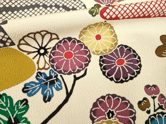 平和屋着物●豪華振袖 型染め 松皮菱花文 正絹 逸品 AABE9214ck