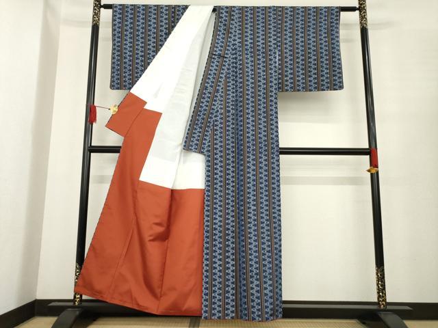 平和屋着物●本場琉球絣 紬 琉球本染絣 大城広四郎 証紙付き 正絹 逸品 AABE9221ck