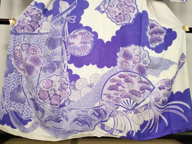 平和屋着物●名門 藤娘きぬたや・総絞り 訪問着 几帳花鳥文 正絹 逸品 AABE9240ck