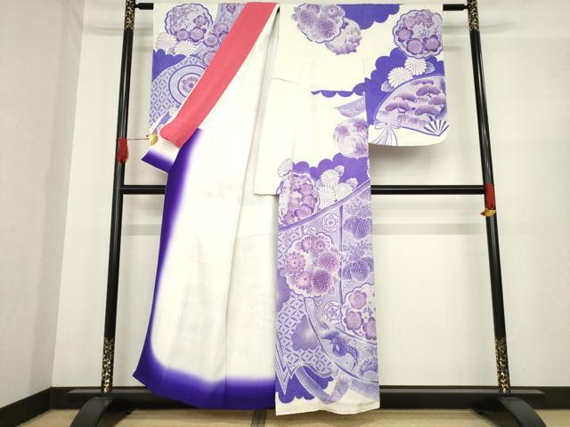 平和屋着物●名門 藤娘きぬたや・総絞り 訪問着 几帳花鳥文 正絹 逸品 AABE9240ck