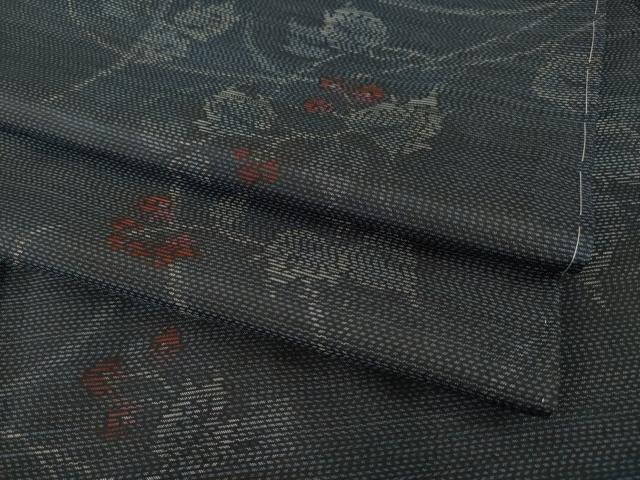平和屋着物●本場大島紬 草花文 正絹 逸品 未使用 AABE9272ck