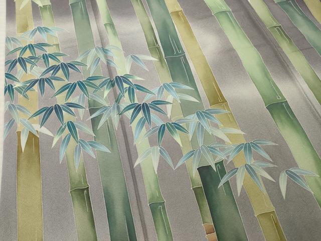 平和屋着物●十日町 加賀草木友禅の第一人者 田村哲彦 訪問着 友禅 笹竹文 暈し染め ますいわ屋扱い 正絹 逸品 AABE9279ck