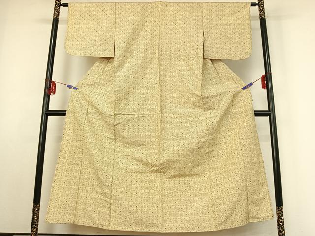 平和屋着物▽上質な紬 単衣 格子 正絹 逸品 AABE9283jh