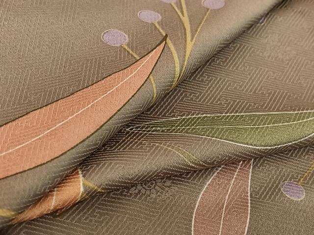 平和屋着物▽上質な小紋 単衣 南天文 正絹 逸品 AABE9289jh