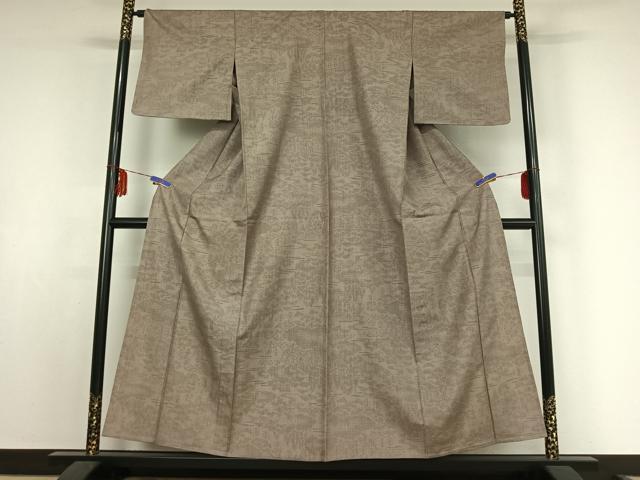 平和屋着物▽結城紬 単衣 80亀甲 風景文 正絹 逸品 AABE9300jh
