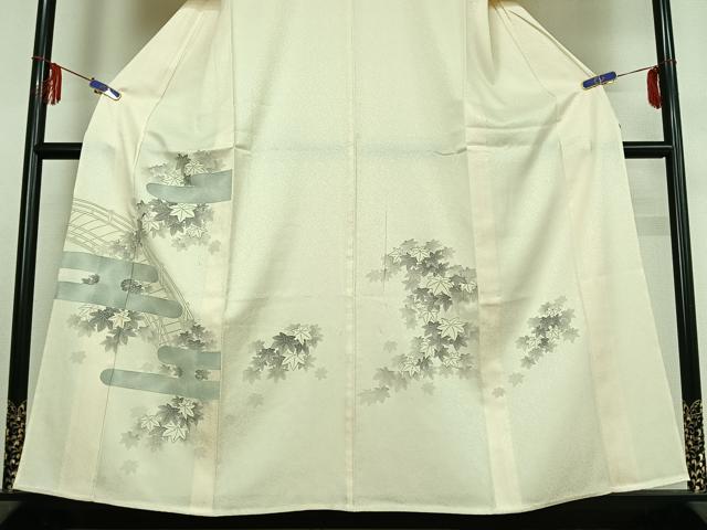 平和屋着物▽訪問着 単衣 紅葉 金彩 正絹 逸品 AABE9344jh